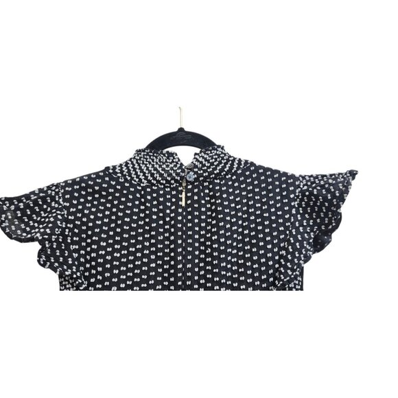 Kate Spade Clip Dot Midi Dress Black White High Neck Ruffle A-Line Silk Blend 6 - Picture 8 of 15